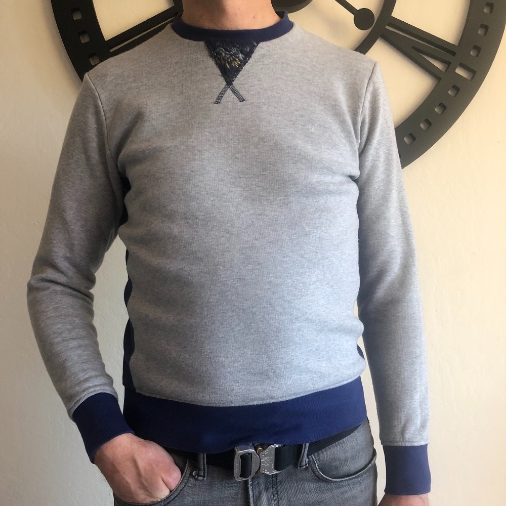 Raf By Raf Simons Geometric navy inserts Gray Sweatshirt Sz XS